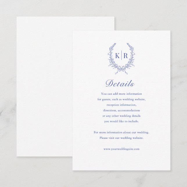 Escudo botánico Tarjeta de detalles del Boda de mo (Anverso / Reverso)