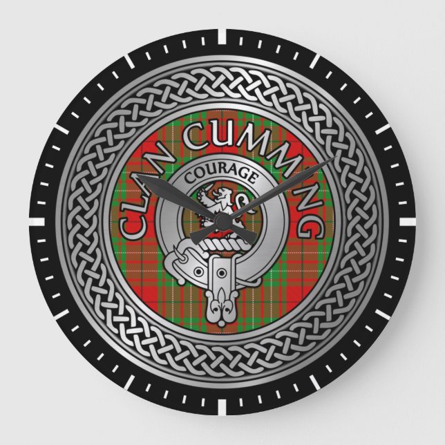 Escudo Cumming Clan y Tartan Knot reloj grande (Anverso)
