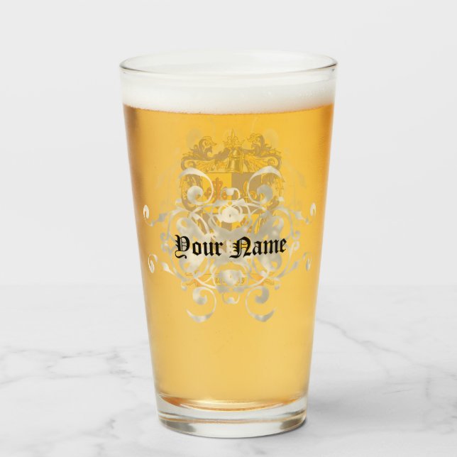 Escudo de Apellidos Quintana personalizado de vidr (Reverso (lleno))