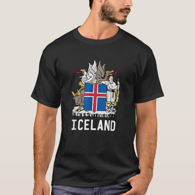 Escudo de armas de Islandia Bandera camiseta (Anverso)