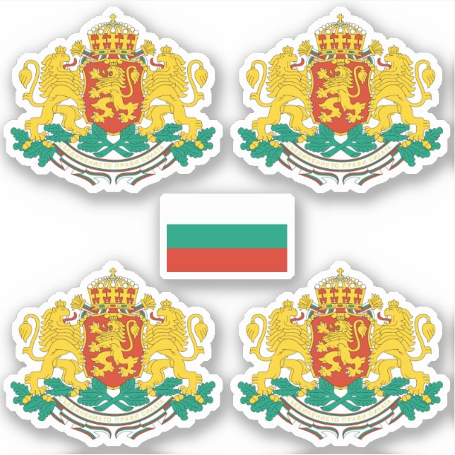 Escudo de armas y Pegatina de bandera de Bulgaria (Anverso)