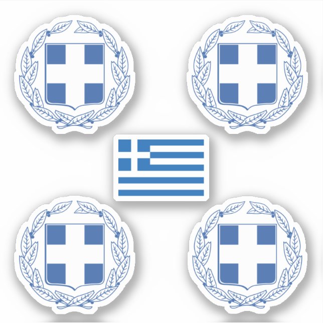 Escudo de armas y Pegatina de bandera de Grecia (Anverso)
