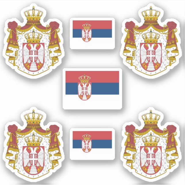 Escudo de armas y Pegatina de bandera de Serbia (Anverso)