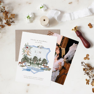 Escudo de Boda de Mano Inglés Ecuestre de Acuarela