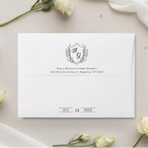 Escudo de boda de monograma clásico blanco y negro