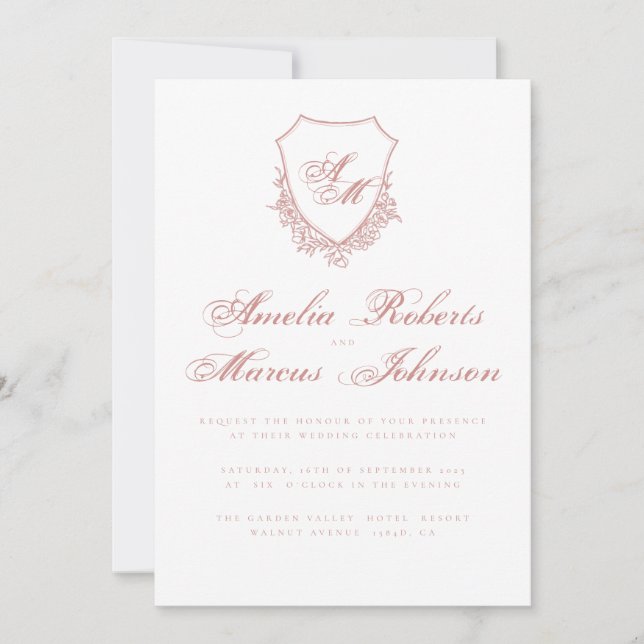 Escudo de Boho Rubor Bella Artes de invitación a b (Anverso)