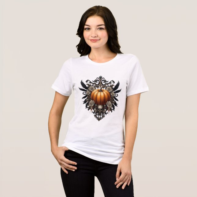 Escudo de calabaza gótica camisetas para mujeres d (Anverso Completo)