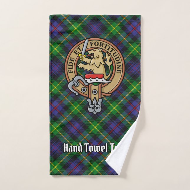 Escudo de Clan Farquharson sobre Tartán (Toalla de mano)