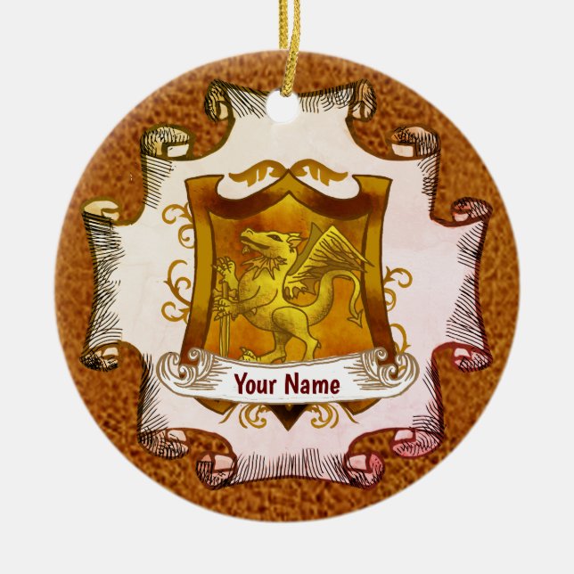 Escudo de Dragones  Ornamento de apellido del blas (Frente)