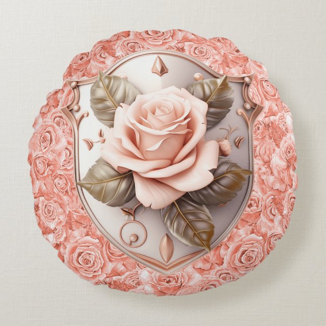 Escudo de fe sobre rosas rosadas y almohada redond (Anverso)