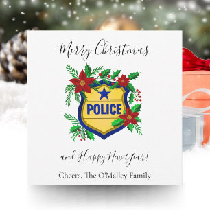 Escudo de Feliz Navidad y Año Nuevo de la Policía