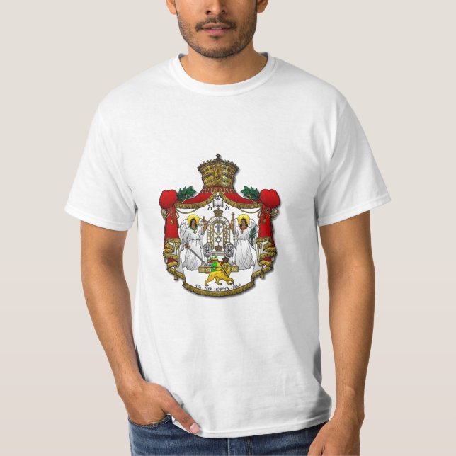 Escudo de Haile Selassie I - camiseta blanca (Anverso)