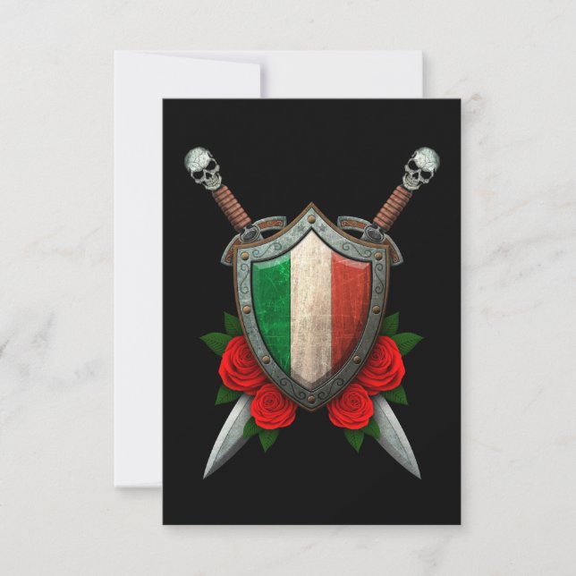 Escudo de la bandera italiana y espadas con Rosas (Anverso)