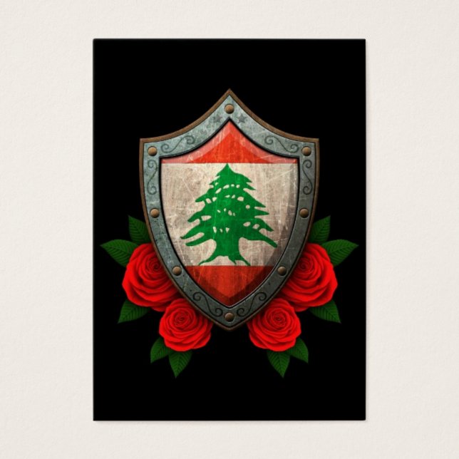 Escudo de la bandera libanesa con rosas rojas (Frente)