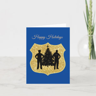 Escudo de la Policía Brillante & Tarjeta de Navida