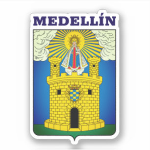 Escudo de Medellín, Pegatina de la Plaza de Colomb