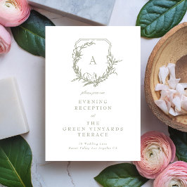 escudo de monograma verde sabio Recepción de bodas