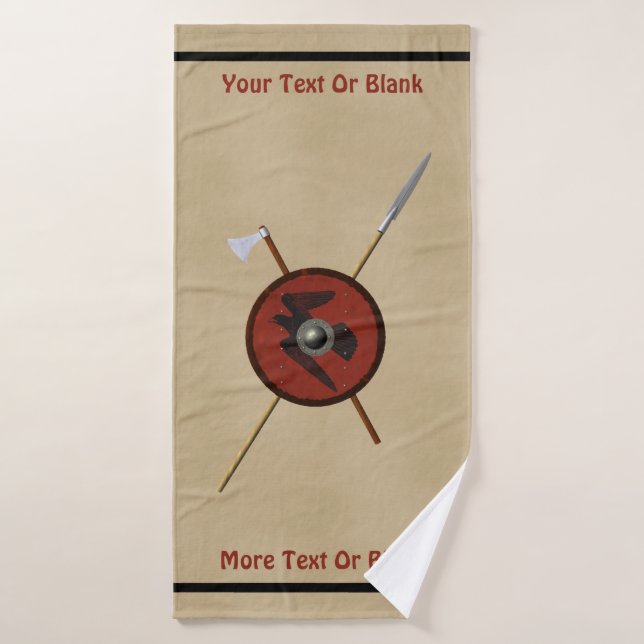 Escudo De Raven Viking Y Armas (Toalla de baño)