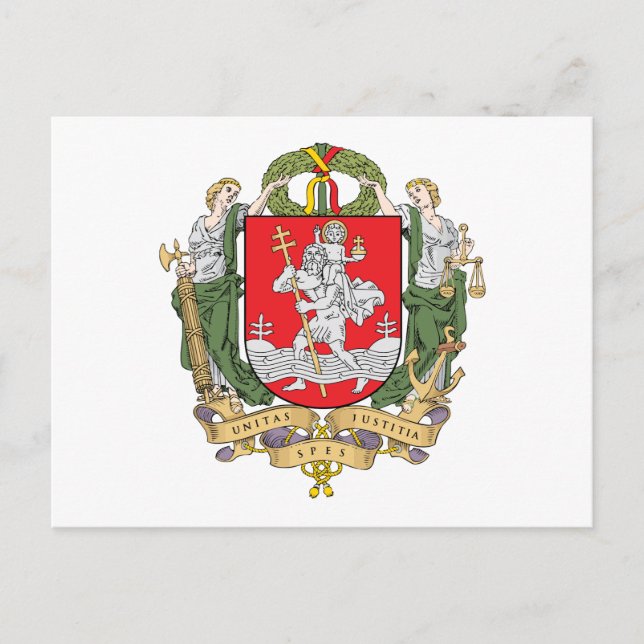 Escudo de Vilna, postal de Lituania (Anverso)