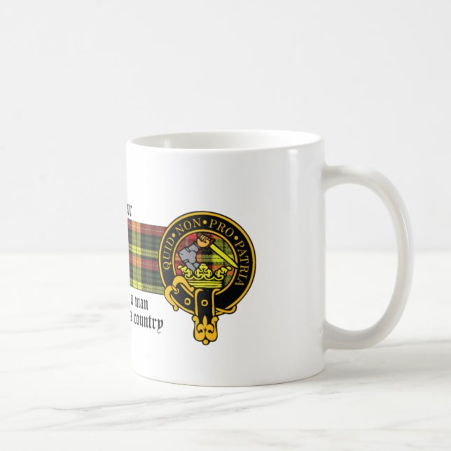 Escudo del Dewar y taza escoceses del tartán (Derecha)
