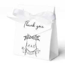Escudo dibujado mano Caja de Favor de la Boda Blan