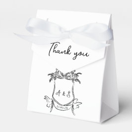 Escudo dibujado mano Caja de Favor de la Boda Blan