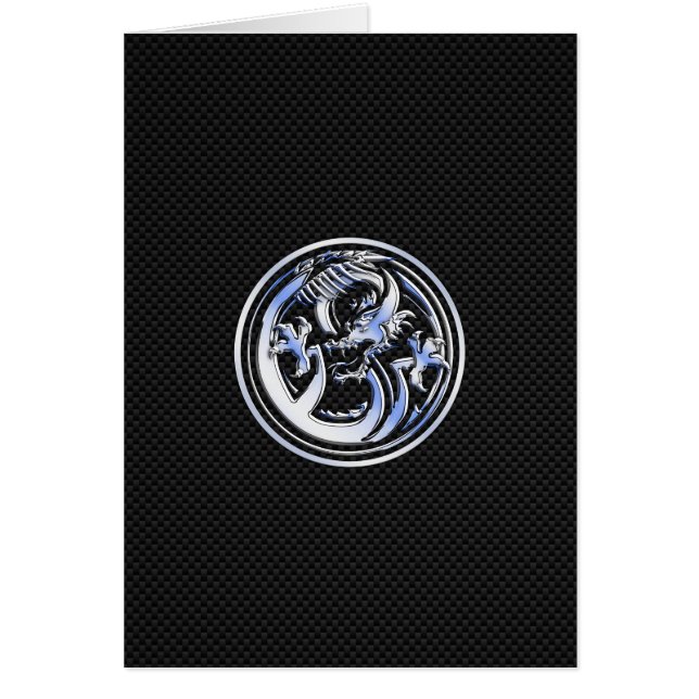 Escudo Dragon cromado impresión de fibra de carbon (Frente)