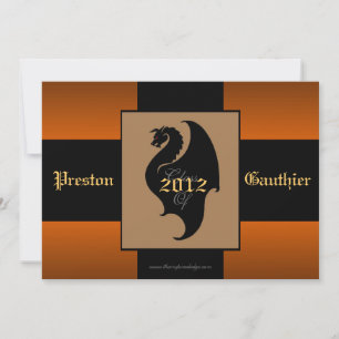 Escudo Dragón Naranja Senior Graduación Invitación