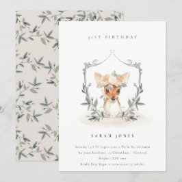 Escudo Dusky Deer Floral Cualquier Invitación de C
