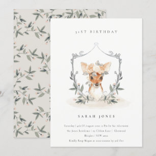 Escudo Dusky Deer Floral Cualquier Invitación de C