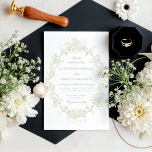 Escudo Floral Clásico Elegante Invitación a la Bod