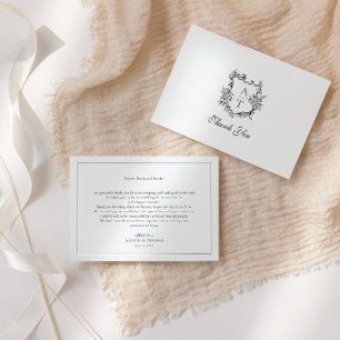 Escudo floral Monograma Boda Gracias Tarjeta