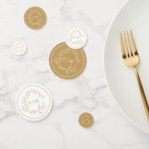 Escudo Gold Leafy Monograma Boda Confetti