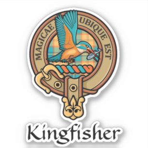 Escudo Kingfisher sobre Pegatina Tartán