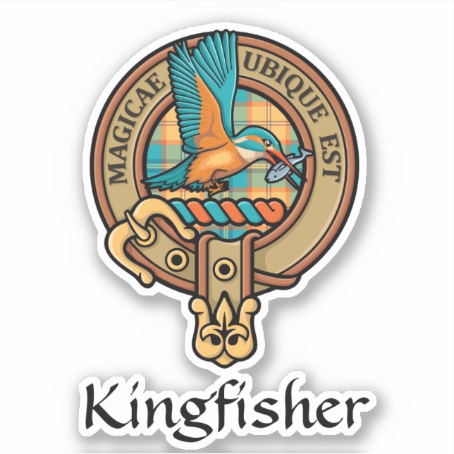 Escudo Kingfisher sobre Pegatina Tartán (Anverso)