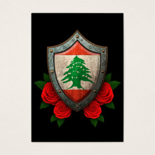 Escudo libanés gastado de la bandera con los rosa