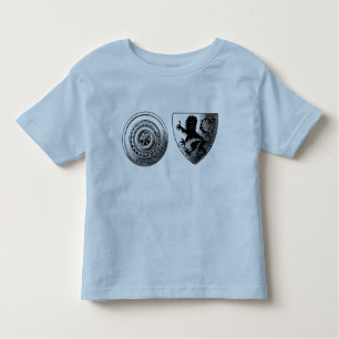 Escudo medieval de la camiseta de un niño pequeño