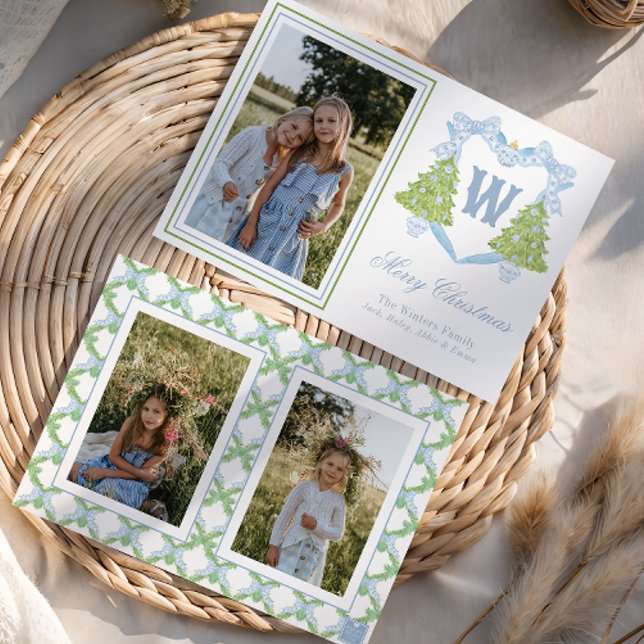 Escudo monograma azul de árbol de Navidad (Subido por el creador)