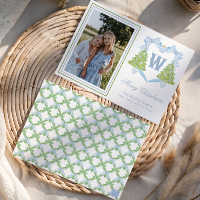 Escudo monograma azul de árbol de Navidad (Subido por el creador)