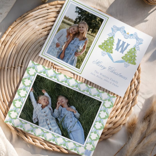 Escudo monograma azul de árbol de Navidad (Subido por el creador)