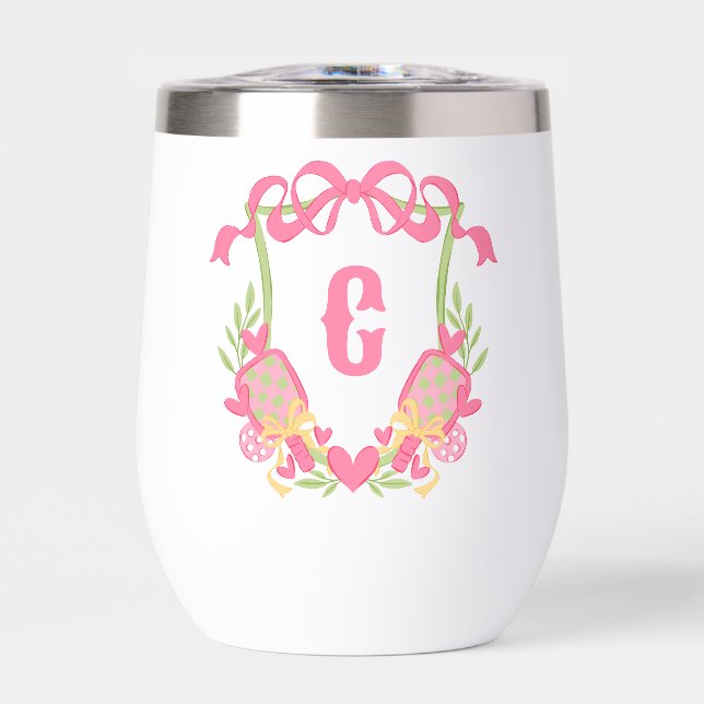 Escudo Monograma de remo rosa y verde de pellebol (Frente)