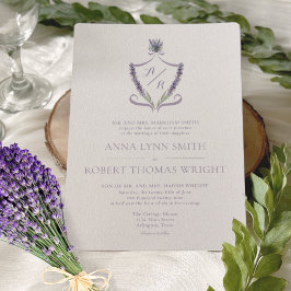 Escudo Monograma Lavender Elegante Invitación a la