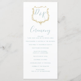Escudo Monograma Oro Dusty Blue Wedding programas