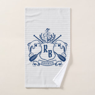 Escudo náutico del laurel de los remos del ancla