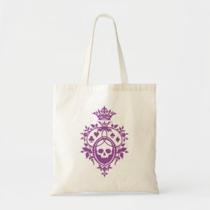 Escudo púrpura con calavera y trajes de piel bolsa
