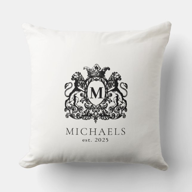 Escudo Real Elegant Wreath Monograma Cojín decorat (Anverso)