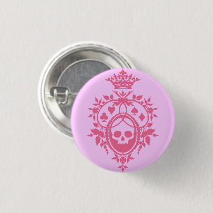 Escudo rosa con botón Calavera y trajes de cartón