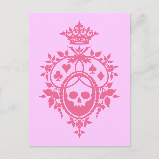 Escudo rosa con tarjeta postal Skull and Cardsuit (Anverso)