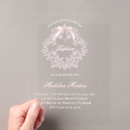 escudo rosa de color de agua | Invitación al bauti