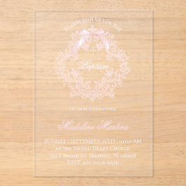 escudo rosa de color de agua | Invitación al bauti